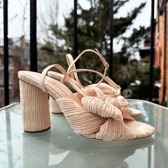 New Loeffler Randall Camellia Pleated Bow Heels Shoes Pearl Womens 7 - Picture 7 of 15